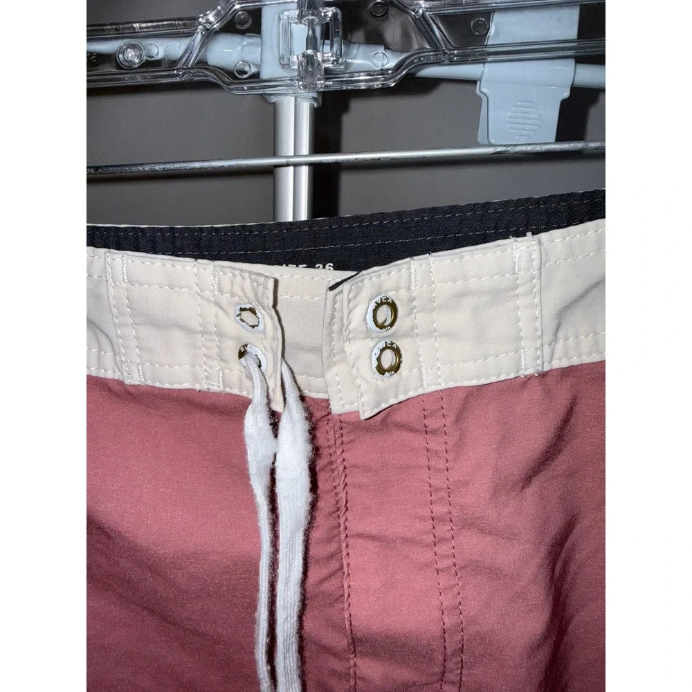 RVCA Industry Mens Board Shorts Size 36 Colorblock Pink Blue Swim Trunks Pocket